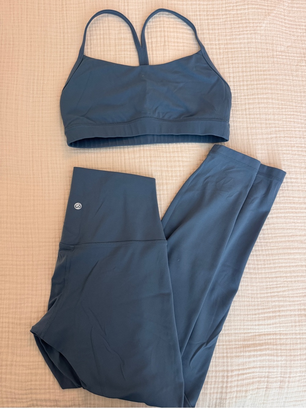 CRZ YOGA Slate Blue High-Waist Leggings & Strappy Sports Bra